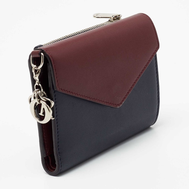 Dior Burgundy/dark Blue Leather Diorissimo Envelope Wallet