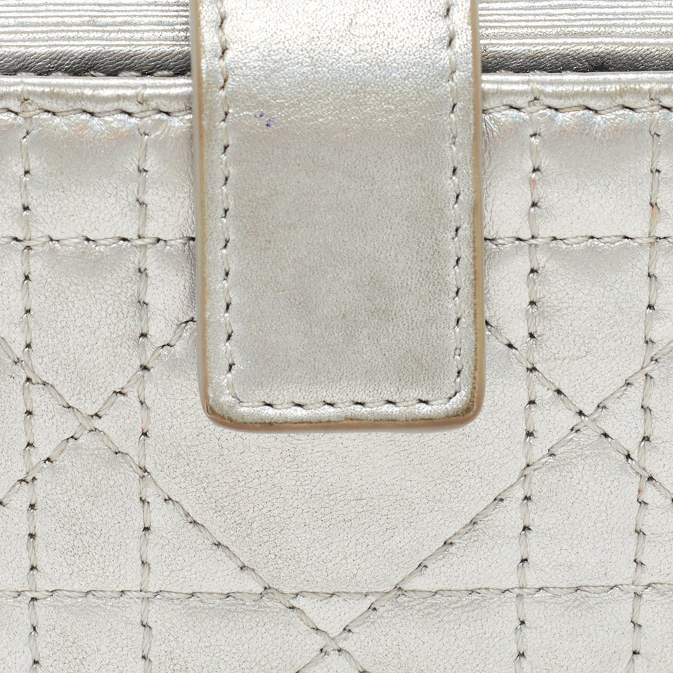 Dior Silver Cannage Leather Lady Dior 5 Gusset Card Holder..