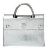Metallic Silver Leather Medium Diorever Bag