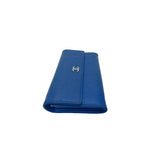 Chanel bag CC Flap Camellia Lambskin Long Wallet Blue