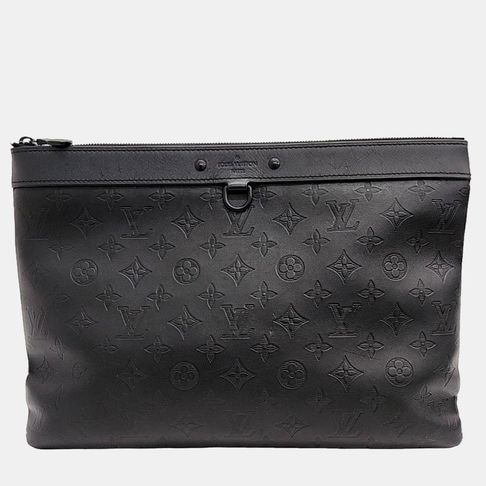 Black Monogram Leather Discovery Pochette Clutch