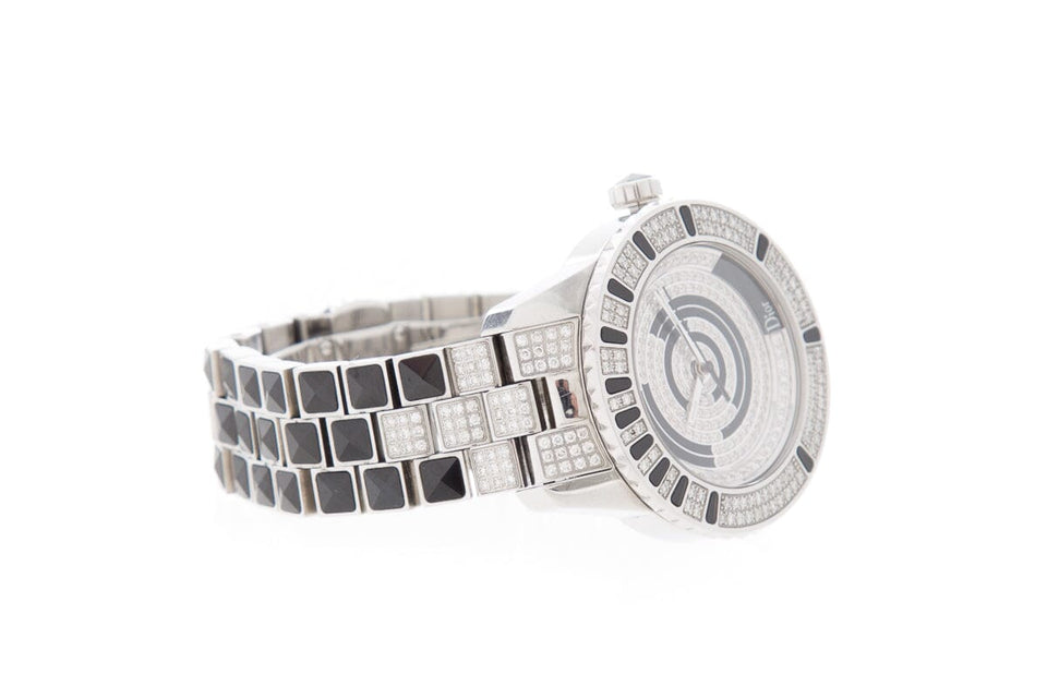 Dior Black & Silver Sapphire & Diamond Ladies Watch Set