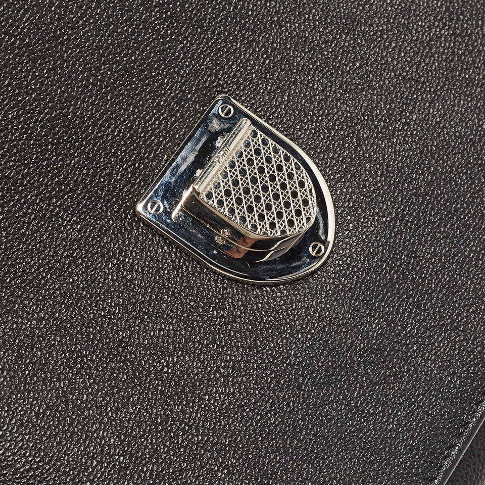 Dior Black Leather Diorama Chain Link Top Handle Bag..