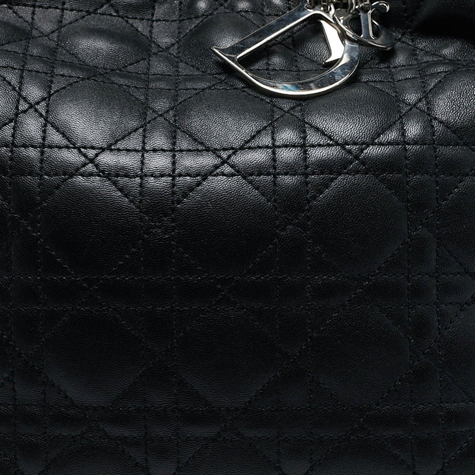 Dior Black Cannage Quilted Leather Soft Lady Dior Tote