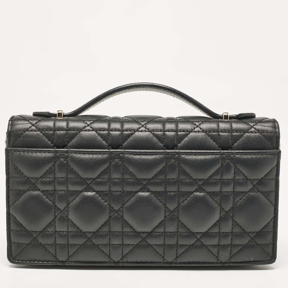 Dior Black Cannage Leather Mini My Dior Top Handle Bag