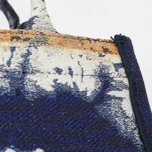 Dior Navy Blue/white Tie Dye Canvas Mini Vertical Dior Book Tote
