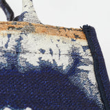 Dior Navy Blue/white Tie Dye Canvas Mini Vertical Dior Book Tote