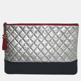 Silver Leather Gabrielle clutch