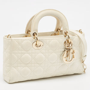 Dior Off White Cannage Leather Medium Lady D-Joy Tote