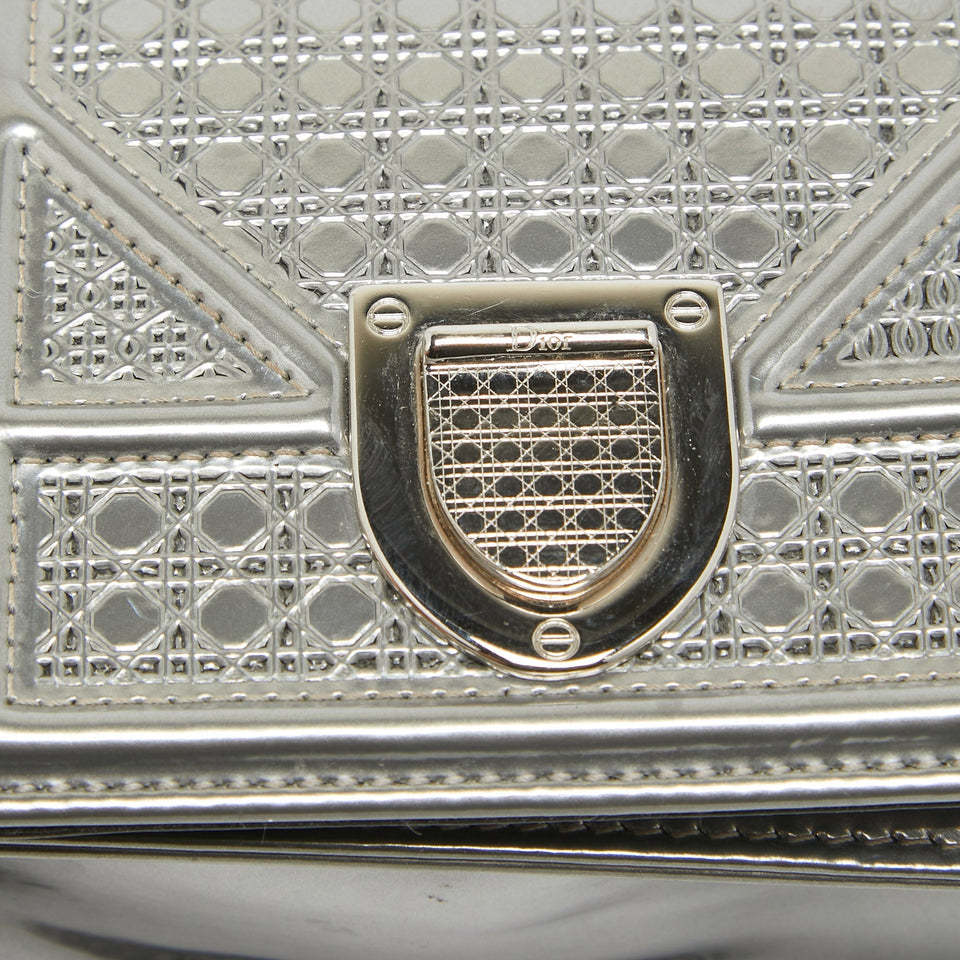 Dior Silver Cannage Patent Leather Baby Diorama Chain Bag