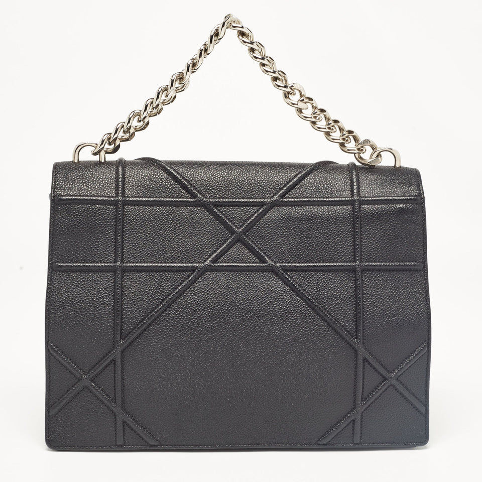 Dior Black Leather Diorama Chain Link Top Handle Bag..