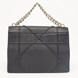 Dior Black Leather Diorama Chain Link Top Handle Bag..