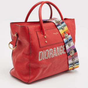 Dior Red Leather Diorangeles Tote