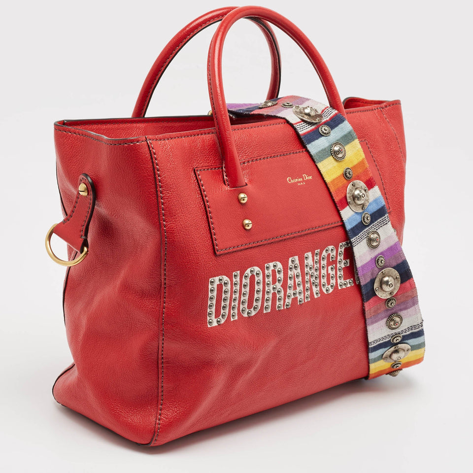 Dior Red Leather Diorangeles Tote