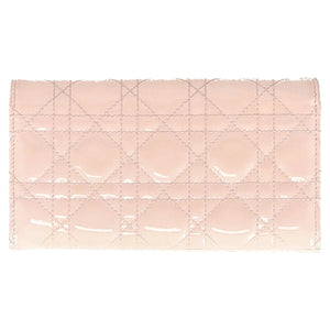 Dior Cannage Quilted Lady Dior Wallet in Pastel Pink Lambskin Leather