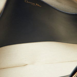 Dior Navy Blue/white Leather Logo Vibe Zip Clutch