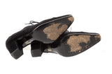 Chanel Black Suede Lace Up Low Heels SZ 37