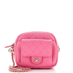 CHANEL CC Day Camera Case Quilted Caviar Small
