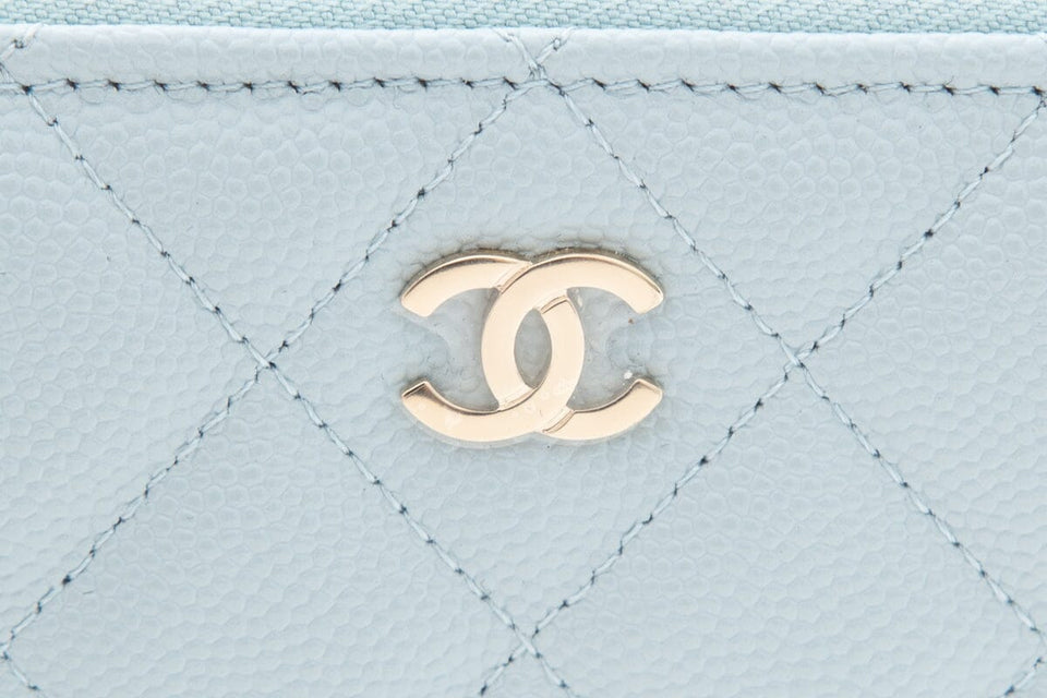 Chanel 2022 Blue Caviar Quilted Wallet