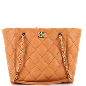 CHANEL CC Daily Shopper Chain Tote Quilted Caviar Small