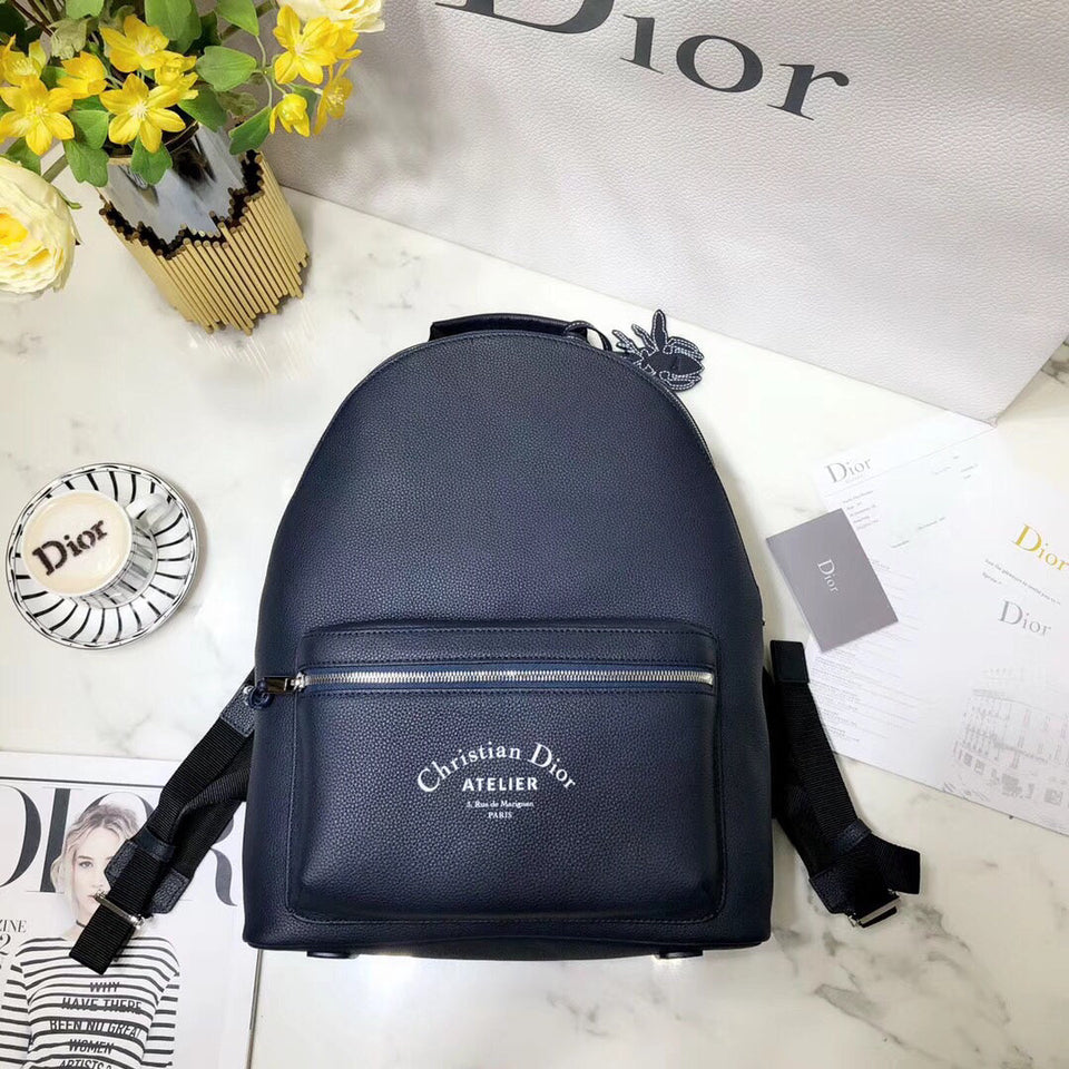 Dior Rider Rucksack Backpack In Navy Blue Calfskin