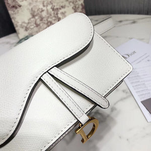 Dior White Calfskin Saddle Belt Bag