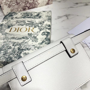 Dior White Calfskin Saddle Belt Bag