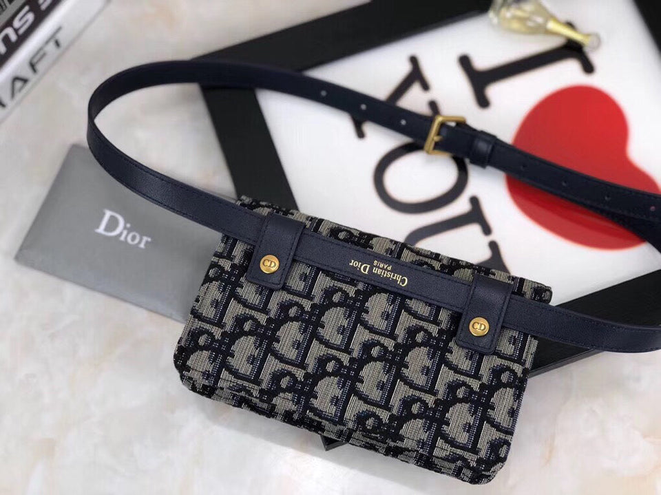 Dior Blue Oblique Saddle Belt Bag