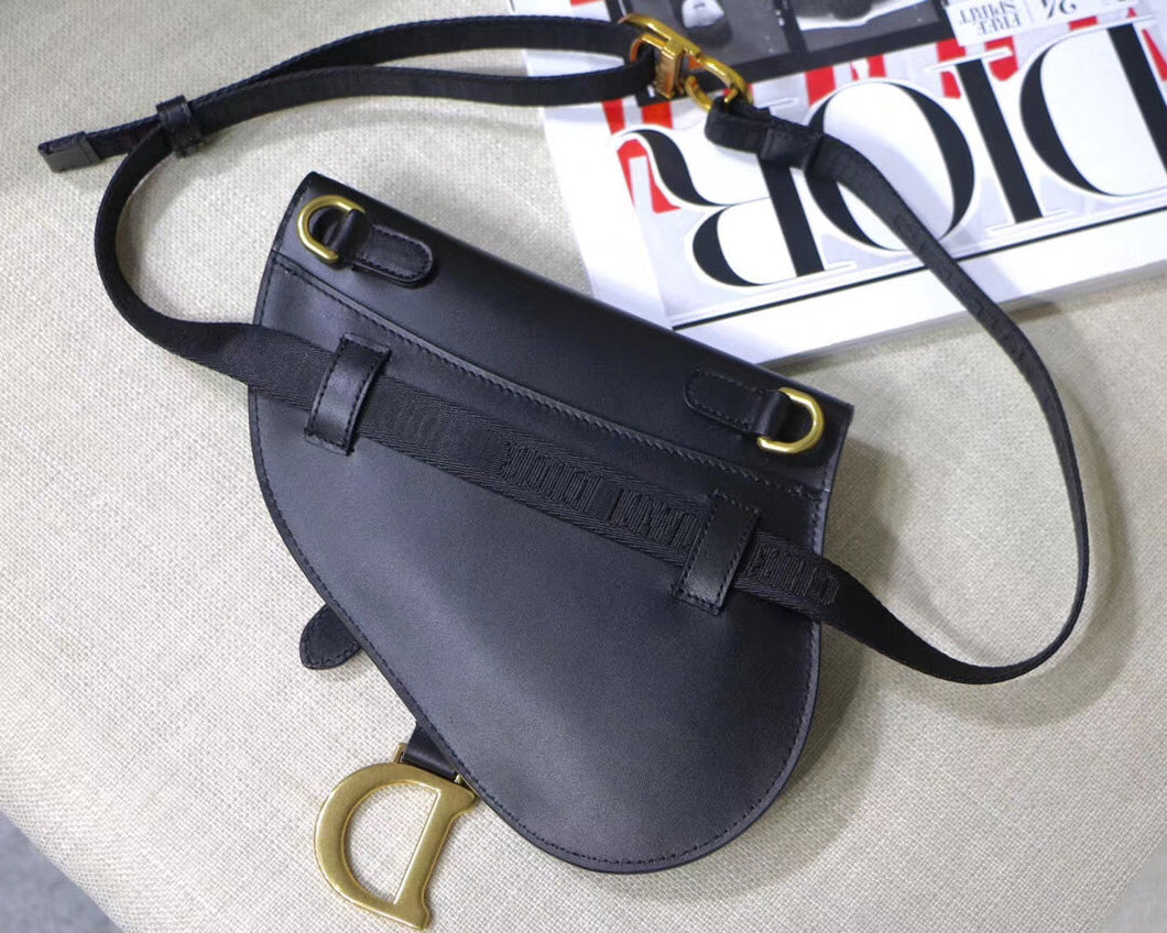 Dior Saddle Belt Bag In Black Smooth Calfskin