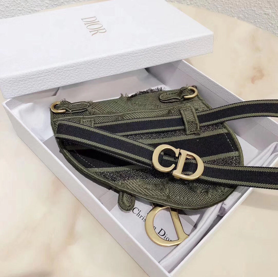 Dior Saddle Pouch Belt Bag In Green Camouflage Canvas