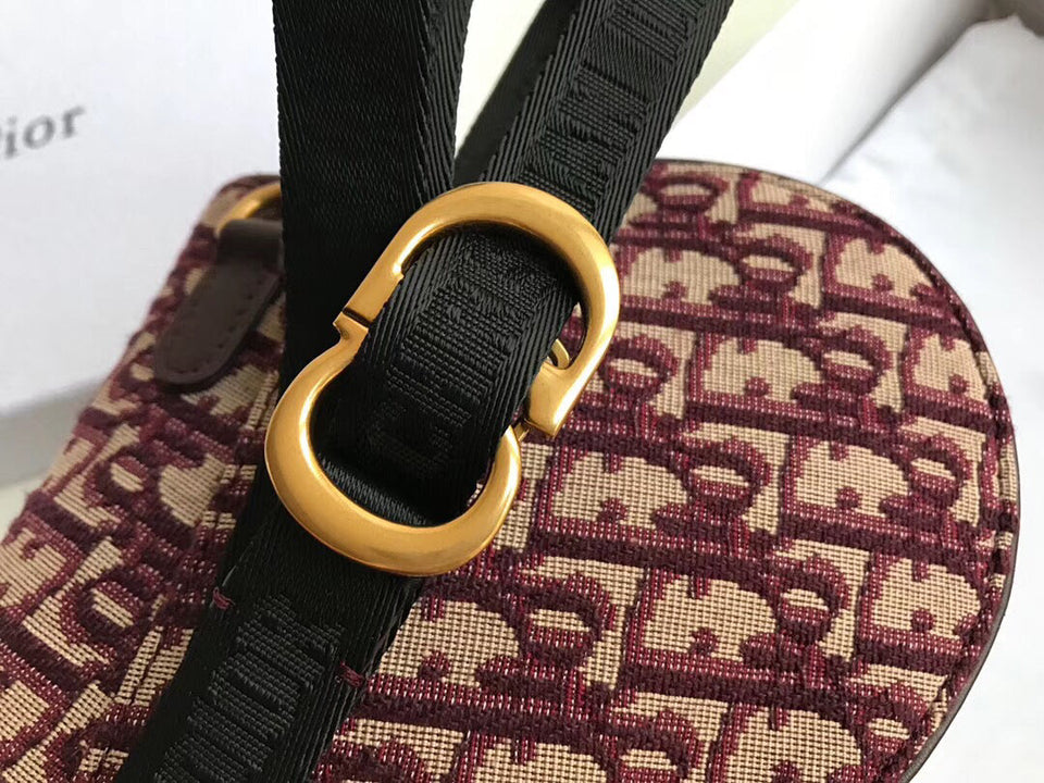 Dior Saddle Belt Bag In Bordeaux Oblique Canvas