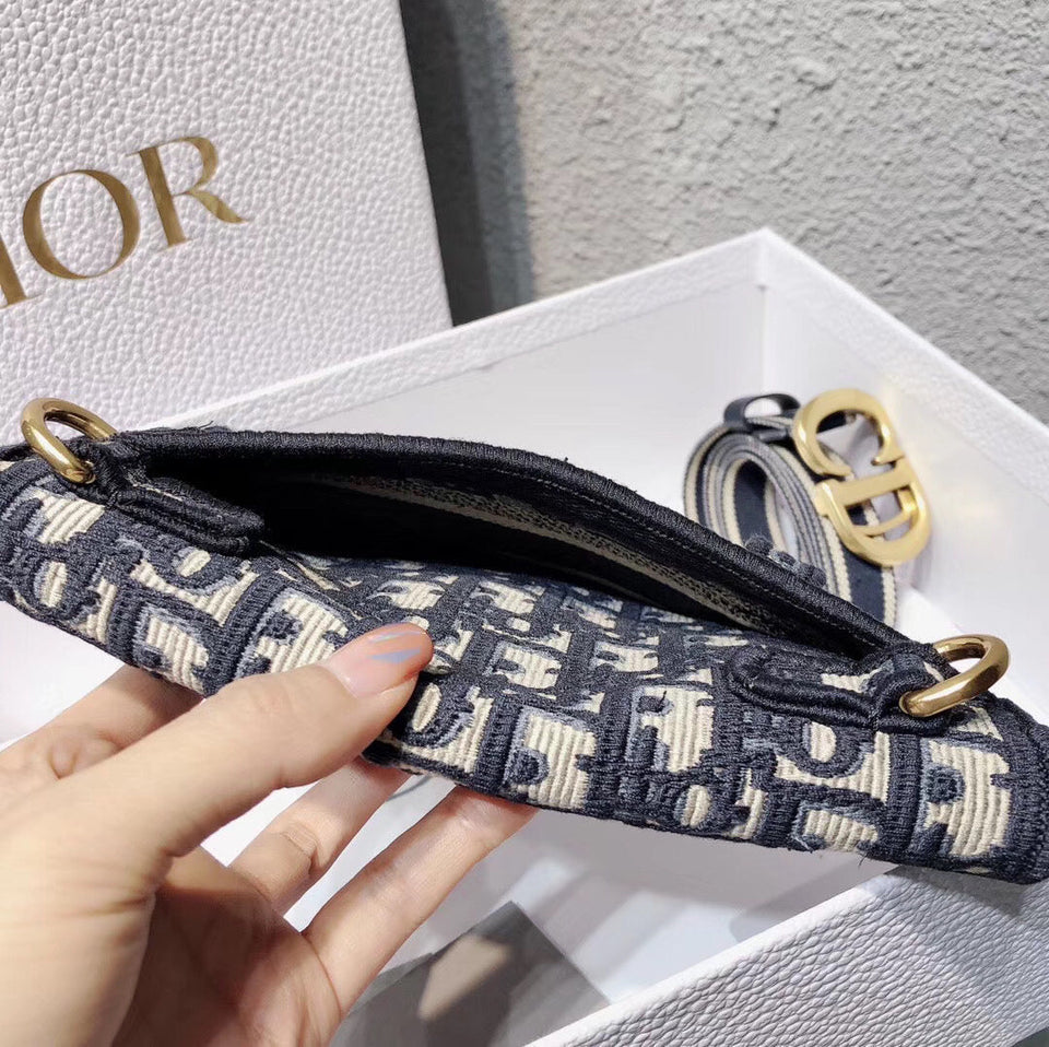 Dior Saddle Pouch Belt Bag In Blue Oblique Canvas