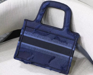 Dior Mini Book Tote Bag In Blue Camouflage Canvas