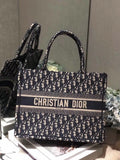 Dior Small Book Tote Bag In Blue Oblique Canvas