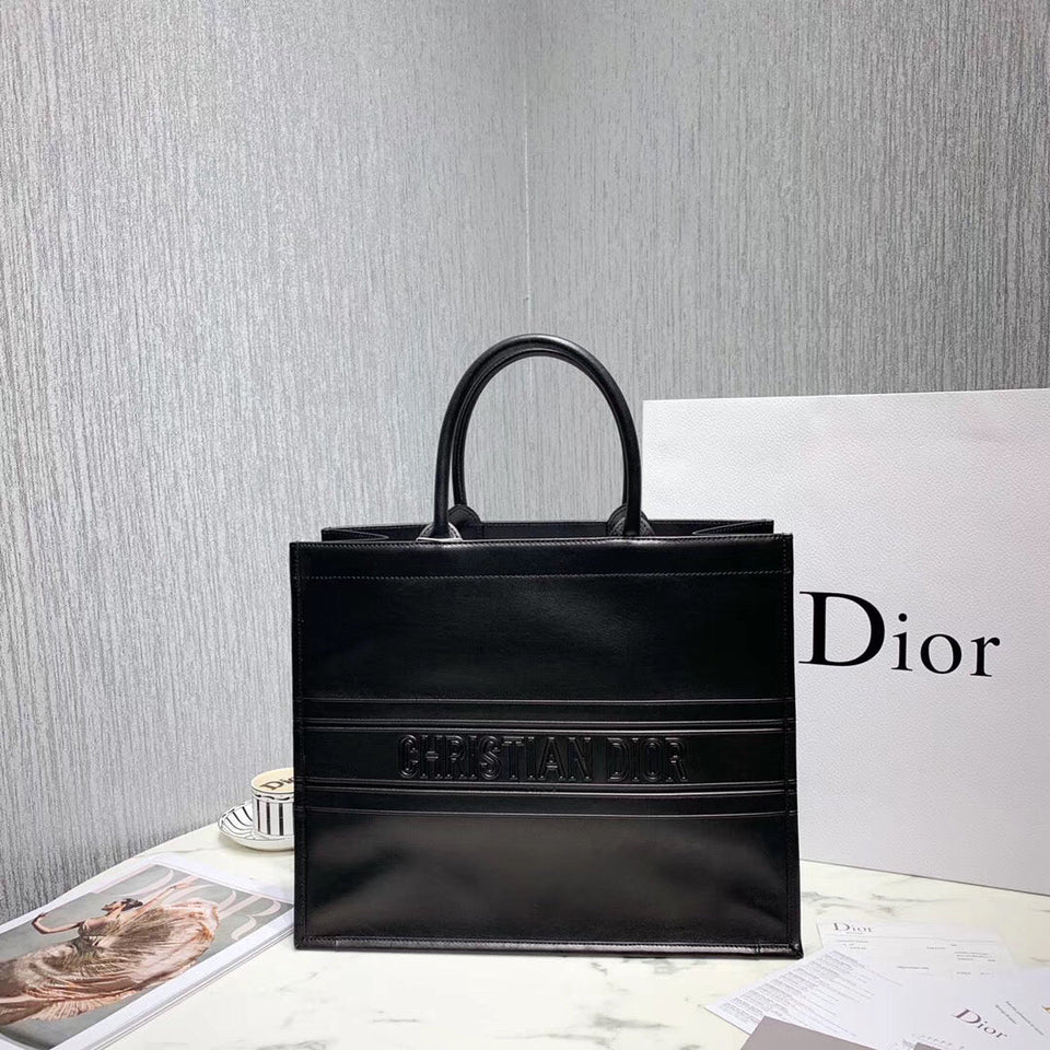 Dior Book Tote In Black Smooth Calfskin