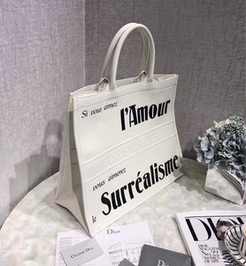 Dior Surrealism Book Tote In White Printed Calfskin