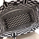 Dior Embroidered Book Tote In Checkered Canvas