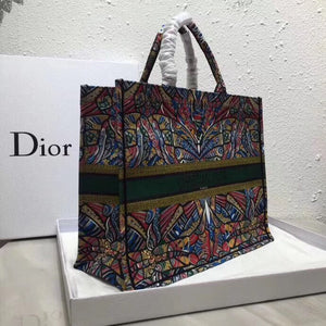 Dior Butterfly Book Tote In Multicolor Embroidered Canvas