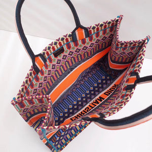 Dior Book Tote In Multi-coloured Embroidered Canvas