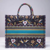 Dior Flowers And Hearts Book Tote In Multicolor Canvas