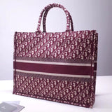 Dior Book Tote Bag In Bordeaux Oblique Embroidered Canvas