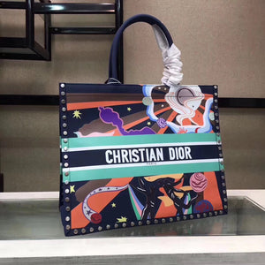 Dior Book Tote In Multicolor Air Element Hand-painted