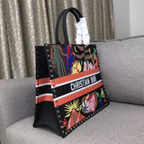 Dior Book Tote In Multicolor Earth Element Hand-painted