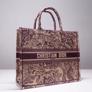 Dior Burgundy Book Tote Toile De Jouy Bag