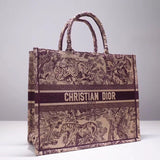 Dior Burgundy Book Tote Toile De Jouy Bag