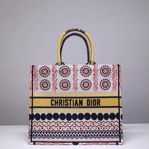 Dior Book Tote Bag In Multicolored Geometric Motif Canvas