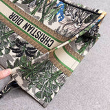 Dior Book Tote Bag In Green Toile De Jouy Tropicalia