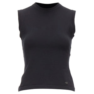 Dior Cotton Silver CD Logo Plate Sleeveless Crew Neck Tank Top
