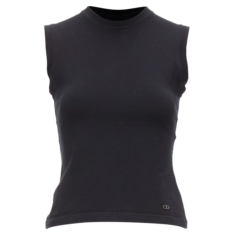 Dior Cotton Silver CD Logo Plate Sleeveless Crew Neck Tank Top