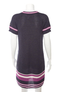 Chanel Mulberry and Pink Cable Knit Sweater Dress SZ 38